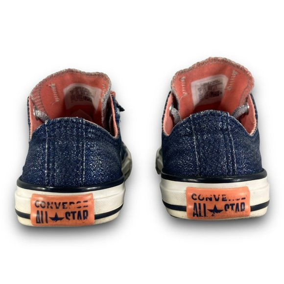 Converse CTAS Double Tongue Sneakers 658112F Low Top Blue Pink Glitter Youth 2 - Picture 6 of 9